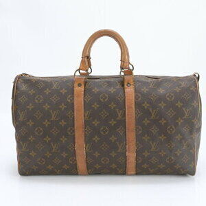 Louis Vuitton Monogram Keepall Leather Boston Bag Travel Tote
